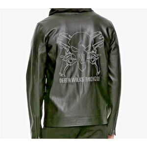 Overwatch Death Walks Among You Faux Leather Jacket Men's Size Small